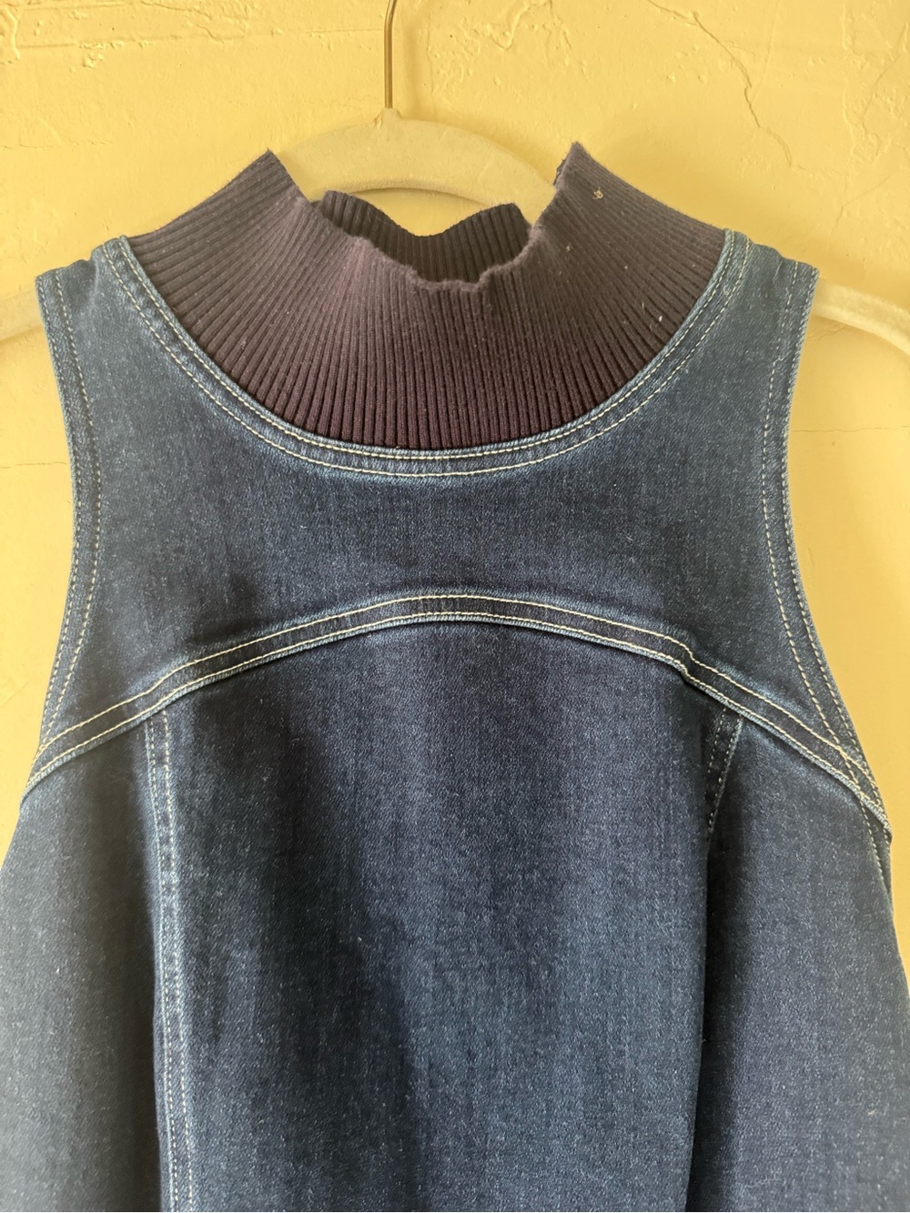 Sleeveless Denim Dress - Navy - Picture 2 of 4